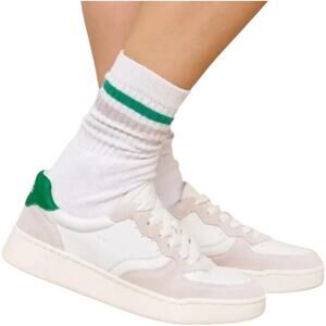 Soludos The Roma Retro Sneakers Leather Tennis Lace Up Colorblock Kelly Green 10